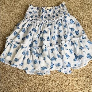 Altar'd State White Mini Skirt with Blue Floral Print